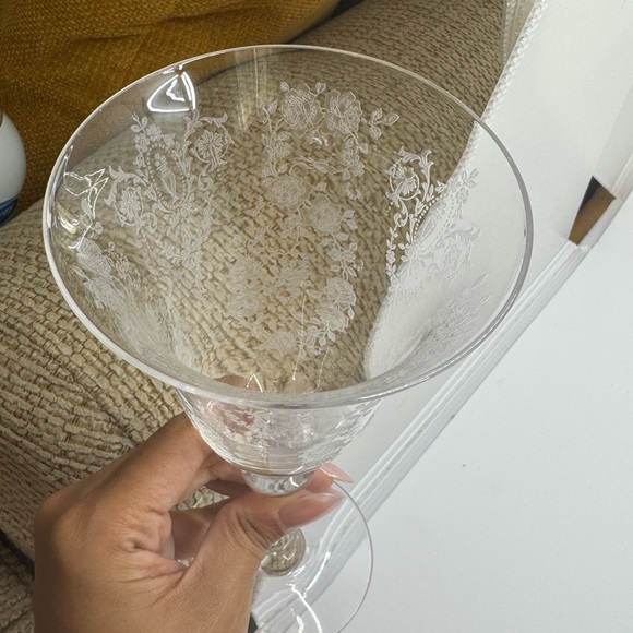 Tiffin Cherokee Rose Water Goblets Set Of 2 *READ* - Picture 8 of 12